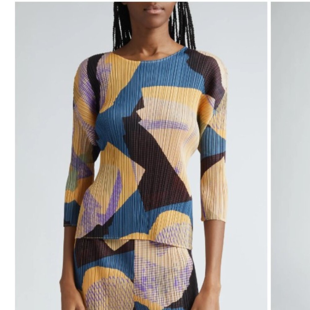 NWT Pleats Please Issey Miyake Meteorite Print Top size 3 - Picture 2 of 4